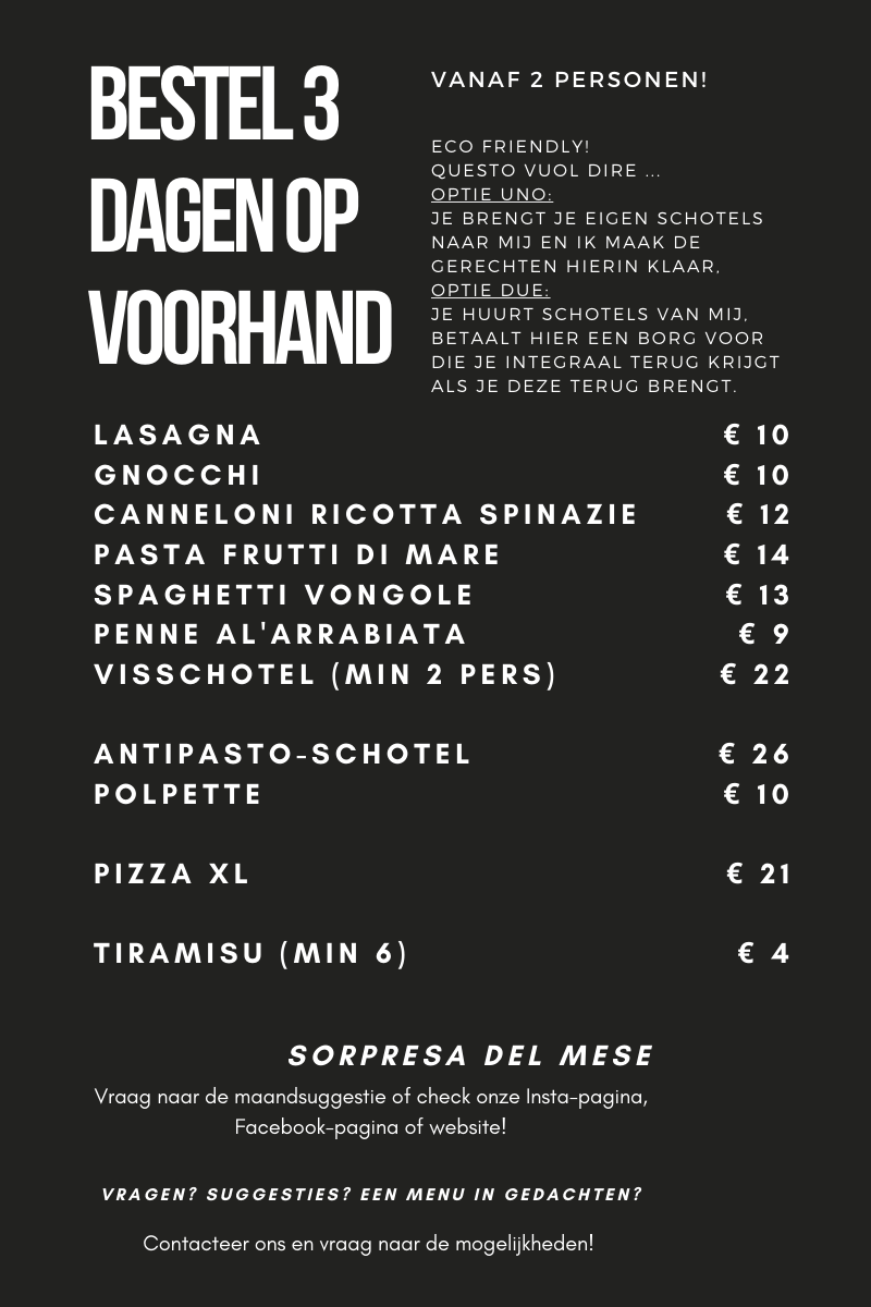 Mangia e zitto menu